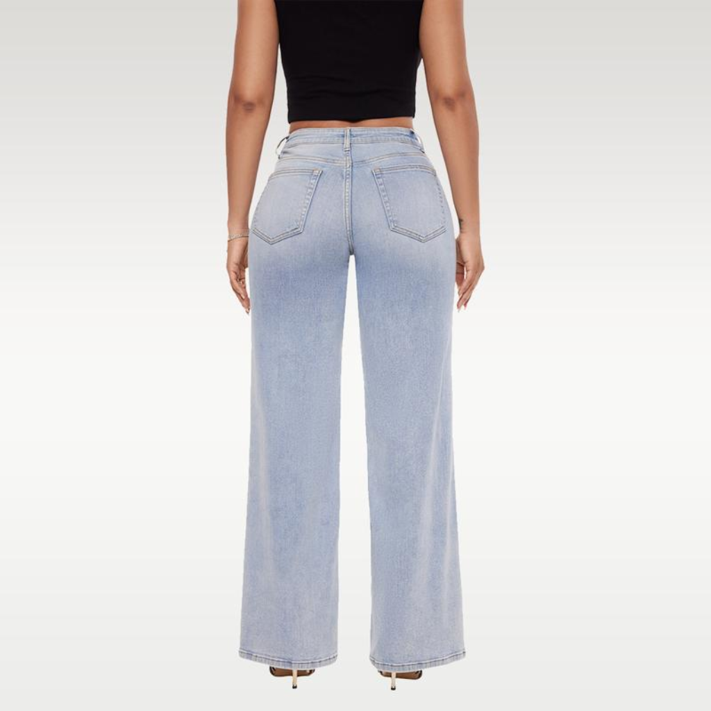 MID-LOW RISE STRETCH WIDE-LEG JEANS