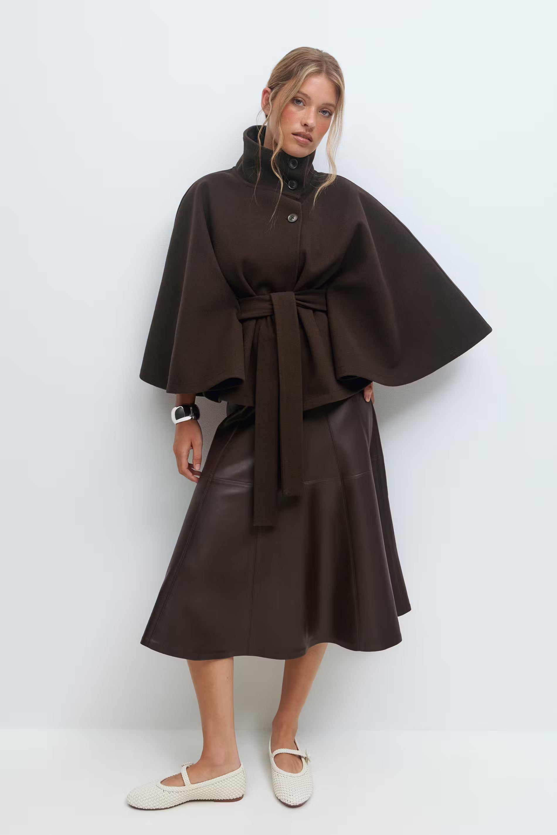 Serena Belted Cape Coat