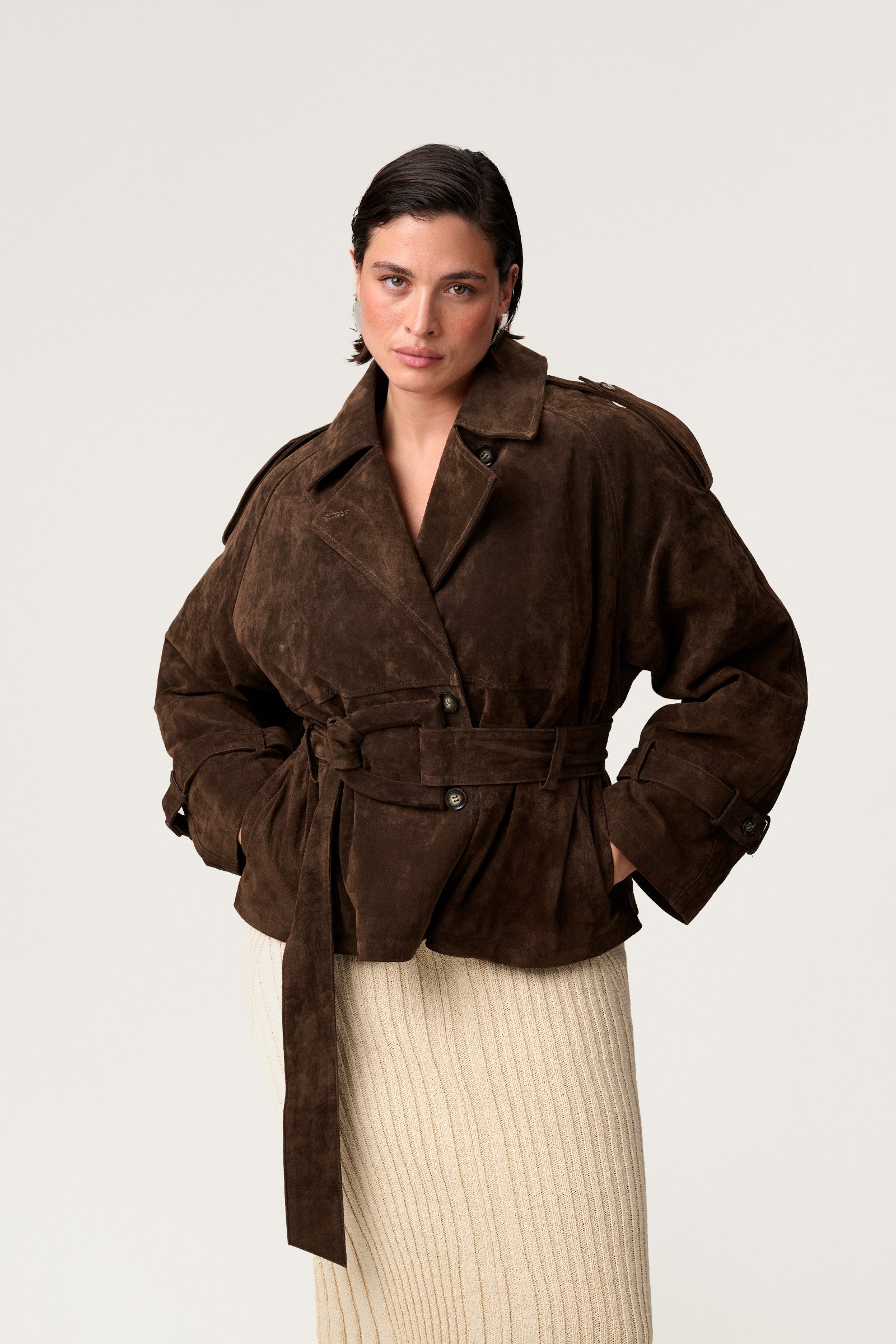 Sophia Cropped Trench Coat