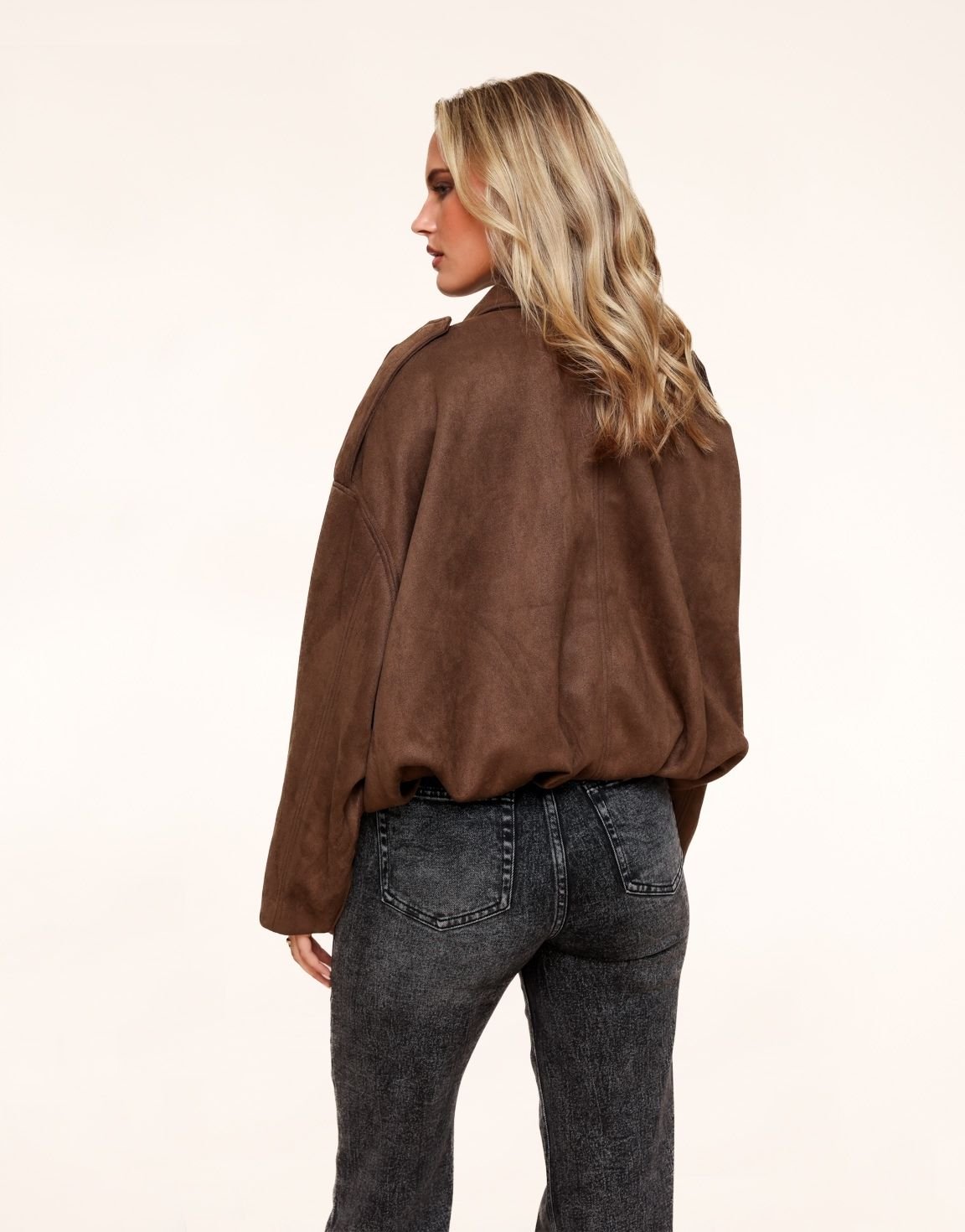 Suede Wide Bomber Jacket