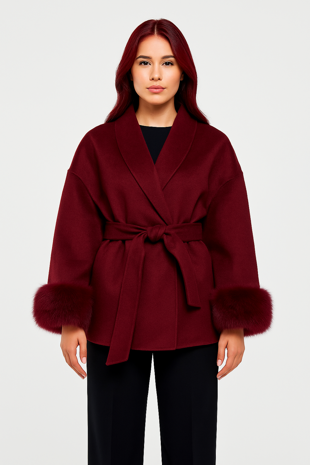 Lana Luxe Coat | Winterjas met Faux Fur Details aan de Mouwen