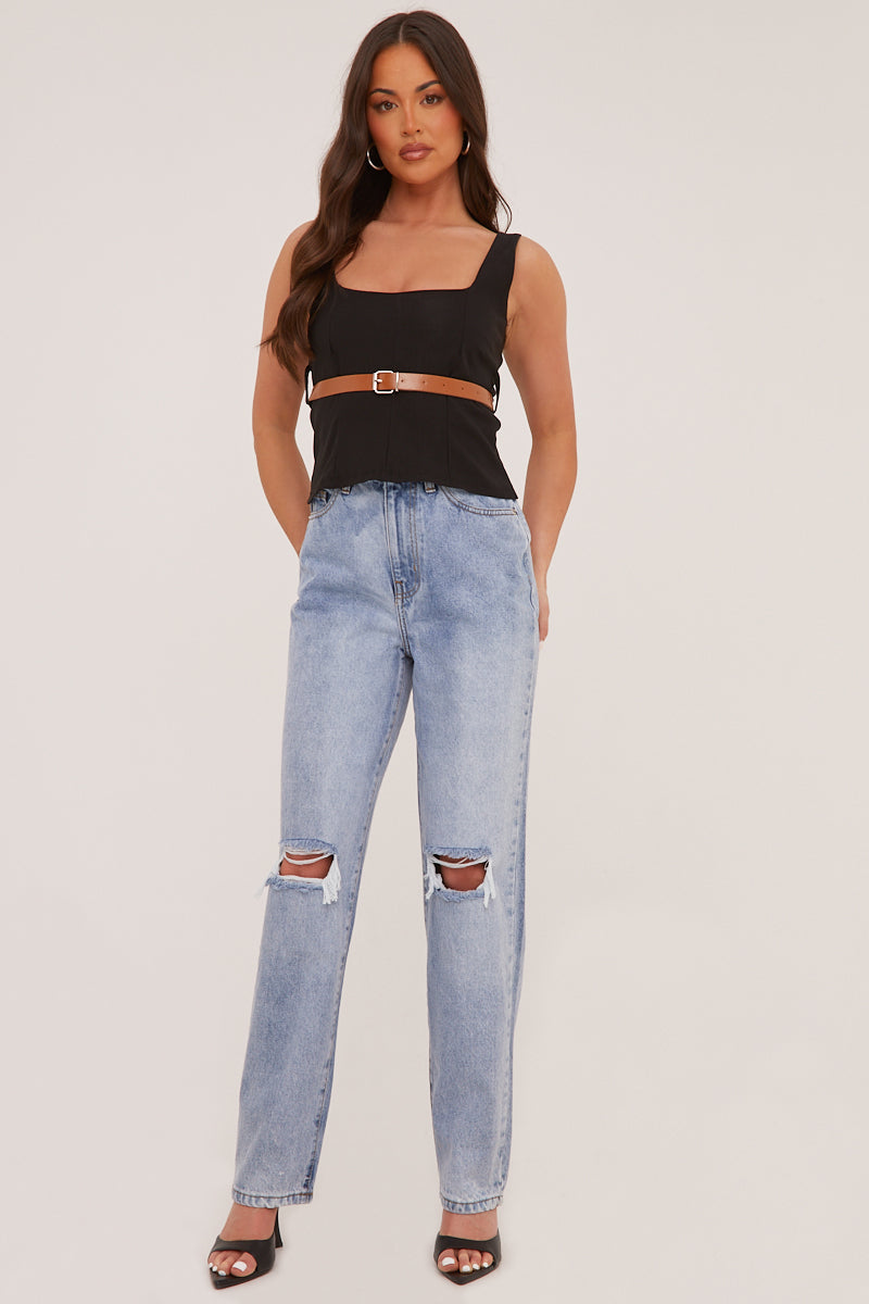 Stylova™ | Denim Distressed Knee Extra Long Jeans