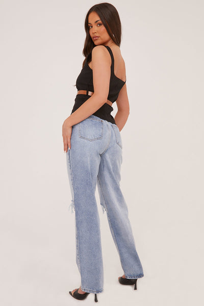 Stylova™ | Denim Distressed Knee Extra Long Jeans