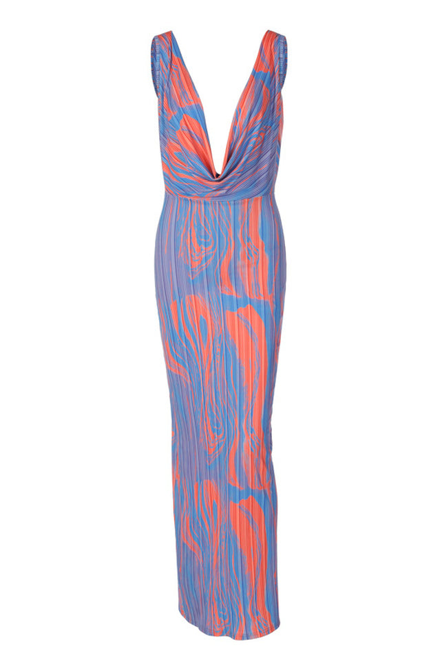 Stylova™ | Abstract Print Classic Maxi Dress