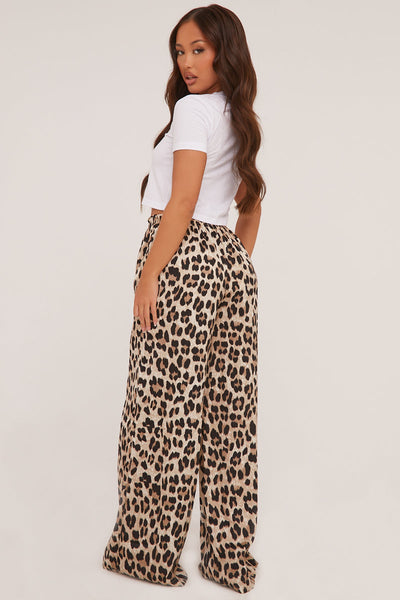 Stylova™ | Leopard Print Wide Leg Trousers