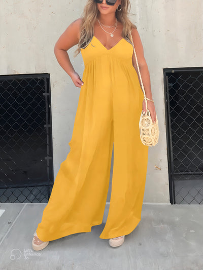 V-Neck Effortless Wide Leg Jumpsuit