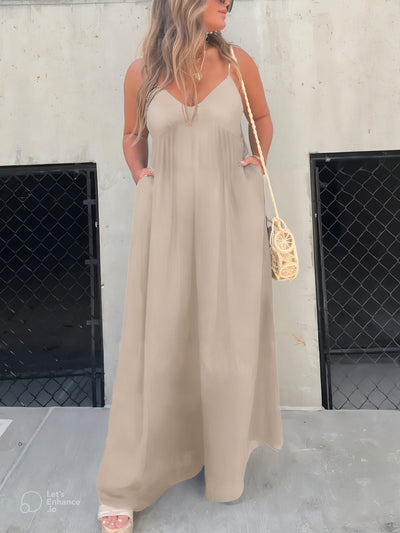 V-Neck Effortless Wide Leg Jumpsuit