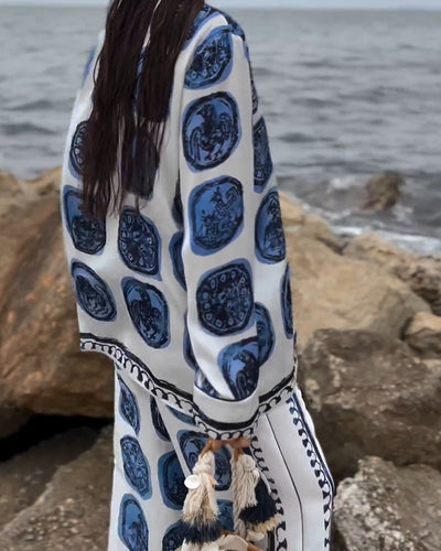 Abstract Blue Print Two Piece Set