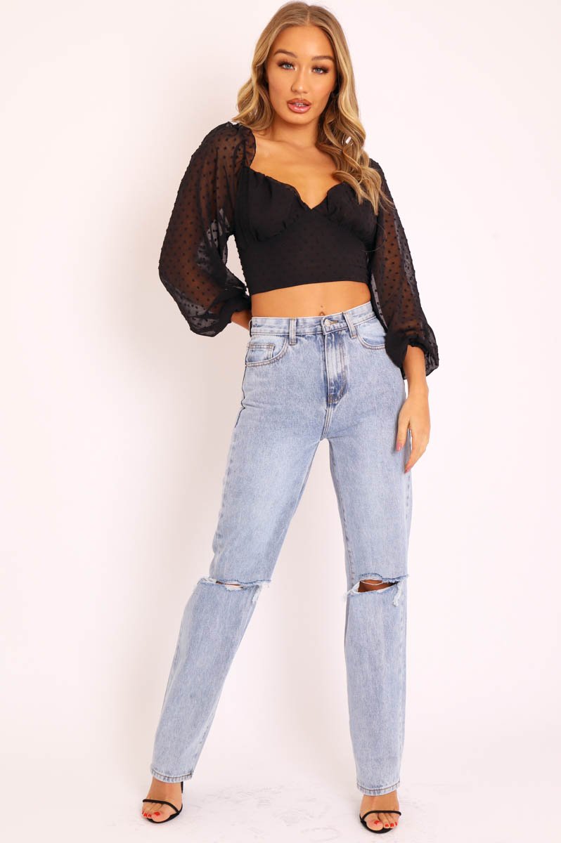 Stylova™ | Denim Distressed Knee Extra Long Jeans