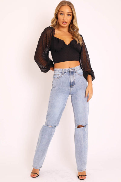 Stylova™ | Denim Distressed Knee Extra Long Jeans