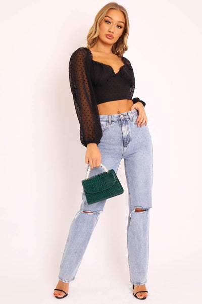 Stylova™ | Denim Distressed Knee Extra Long Jeans