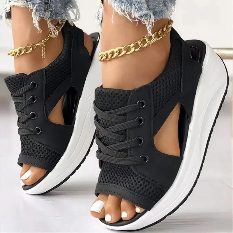 Stylova™ | Lace-Up Muffin Sandals