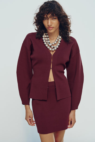 Tailored Knit Cardigan-Skirt Set