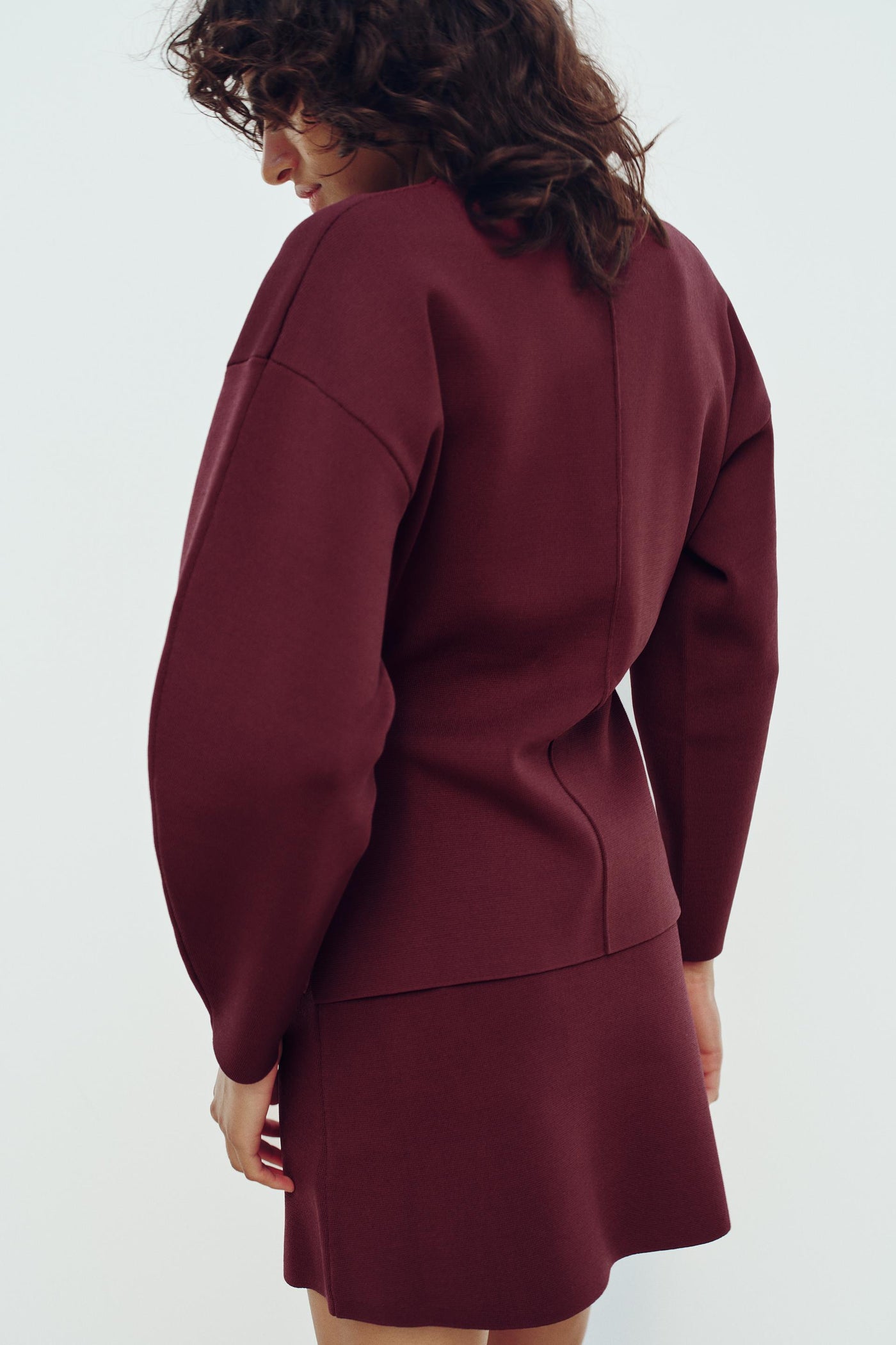 Tailored Knit Cardigan-Skirt Set