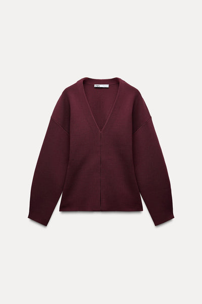 Tailored Knit V-Neck Cardigan